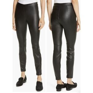 VINCE Black Lamb Leather Ankle‎ Zip Leggings Pants - Small - Retail $1150